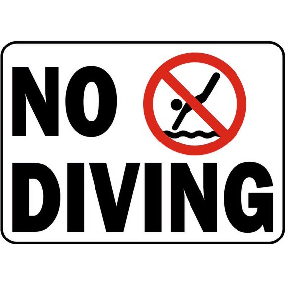 Traffic & Warehouse Signs - No Diving Sign 2 - Weather Approved Aluminum Street Sign, 0.04 Thickness - 12" X 18"