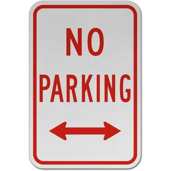Traffic & Warehouse Signs - No Parking (Double Arrow) Sign - Weather Approved Aluminum Street Sign, 0.04 Thickness - 10" X 7"