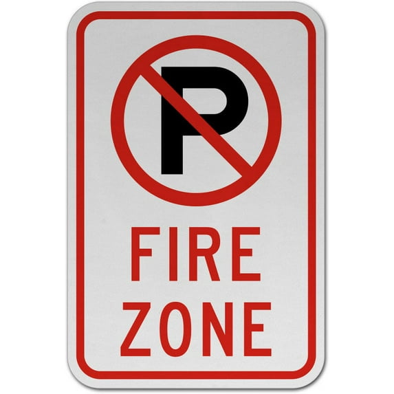 Traffic & Warehouse Signs - No Parking Fire Zone Sign 2 - Weather Approved Aluminum Street Sign, 0.04 Thickness - 10" X 7"