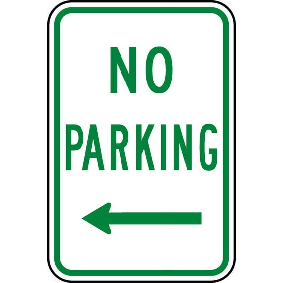 Traffic & Warehouse Signs - No Parking (Left Arrow) Sign - Weather Approved Aluminum Street Sign, 0.04 Thickness - 12" X 8"