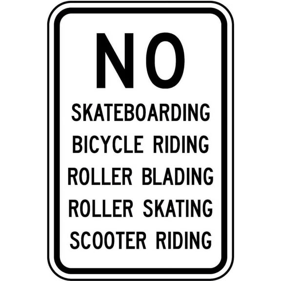Traffic & Warehouse Signs - No Skateboarding Roller Blading Sign - Weather Approved Aluminum Street Sign, 0.04 Thickness - 10" X 7"
