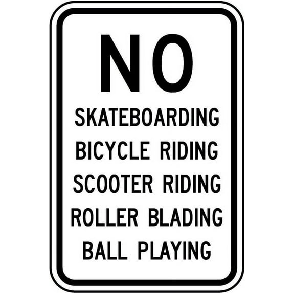 Traffic & Warehouse Signs - No Skateboarding Roller Blading Sign - Weather Approved Aluminum Street Sign, 0.04 Thickness - 12" X 8"