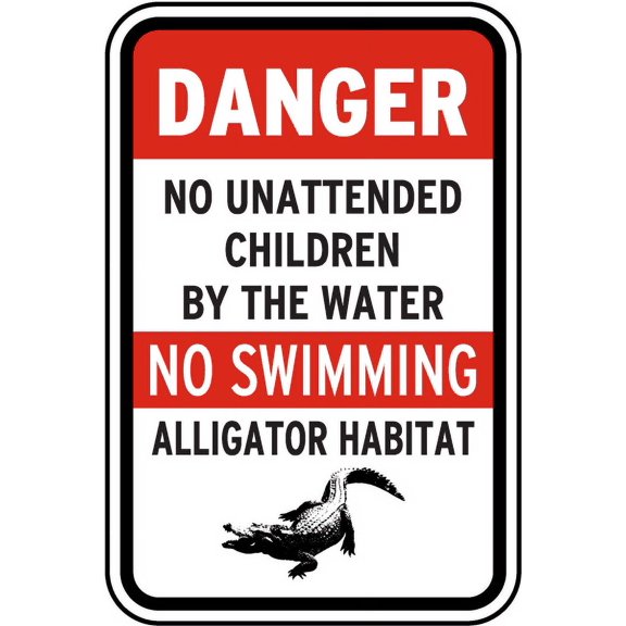 Traffic & Warehouse Signs - No Unattended Children By The Water Sign - Weather Approved Aluminum Street Sign, 0.04 Thickness - 18" X 24"