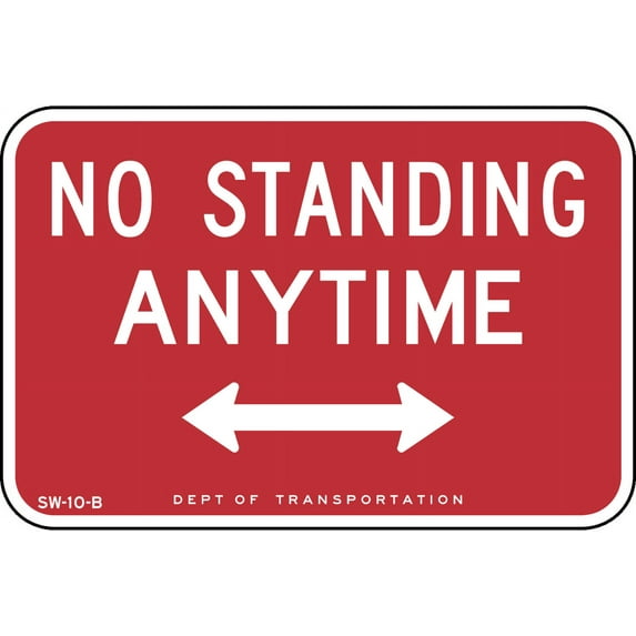 Traffic & Warehouse Signs - No standing any time, New York City - Weather Approved Aluminum Street Sign, 0.04 Thickness - 24" X 36"