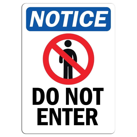 Traffic & Warehouse Signs - Notice - Do Not Enter Sign with Symbol - Weather Approved Aluminum Street Sign, 0.04 Thickness - 12" X 18"
