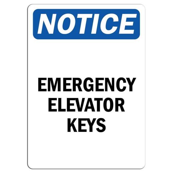 Traffic & Warehouse Signs - Notice - Emergency Elevator Keys Sign - Weather Approved Aluminum Street Sign, 0.04 Thickness - 10" X 7"