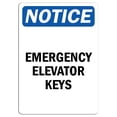 thumbnail image 1 of Traffic & Warehouse Signs - Notice - Emergency Elevator Keys Sign - Weather Approved Aluminum Street Sign, 0.04 Thickness - 18" X 24", 1 of 5