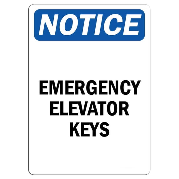 Traffic & Warehouse Signs - Notice - Emergency Elevator Keys Sign - Weather Approved Aluminum Street Sign, 0.04 Thickness - 18" X 24"