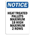 thumbnail image 1 of Traffic & Warehouse Signs - Notice - Heat Treated Pallets Maximum 18 High Maximum Sign - Weather Approved Aluminum Street Sign, 0.04 Thickness - 12" X 8", 1 of 5