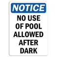 thumbnail image 1 of Traffic & Warehouse Signs - Notice - No Use of Pool Allowed After Dark Sign - Weather Approved Aluminum Street Sign, 0.04 Thickness - 12" X 8", 1 of 5