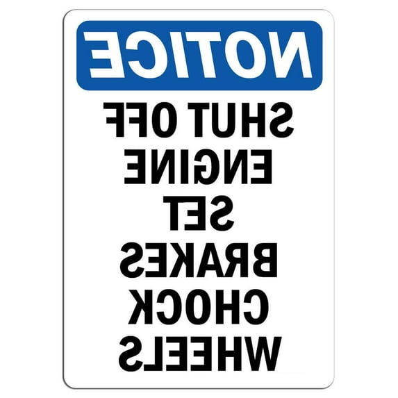 Traffic & Warehouse Signs - Notice - Notice Shut Off Engine Set Brakes Sign - Weather Approved Aluminum Street Sign, 0.04 Thickness - 18" X 24"