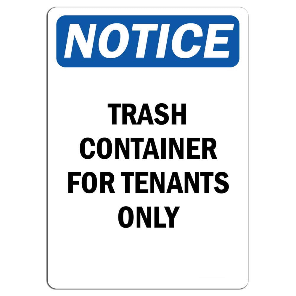 Tenant Raly Signs Traffic & Warehouse Signs - Notice - Notice Trash Container for Tenants ...