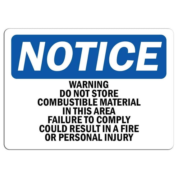 Traffic & Warehouse Signs - Notice - OSHA-Fuel-Sign- - Weather Approved Aluminum Street Sign, 0.04 Thickness - 24" X 36"