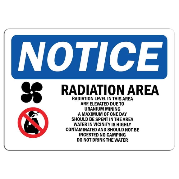 Traffic & Warehouse Signs - Notice - Radiation Area Radiation Levels Sign with Symbol - Weather Approved Aluminum Street Sign, 0.04 Thickness - 10" X 7"