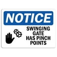 thumbnail image 1 of Traffic & Warehouse Signs - Notice - Swinging Gate Has Pinch Points Sign with Symbol - Weather Approved Aluminum Street Sign, 0.04 Thickness - 12" X 18", 1 of 5