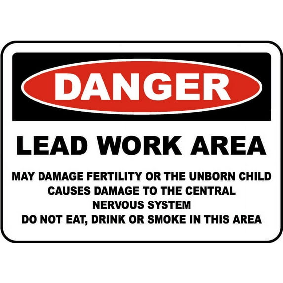 Traffic & Warehouse Signs - OSHA Lead Work Area Sign - Weather Approved Aluminum Street Sign, 0.04 Thickness - 10" X 7"