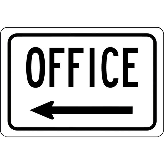 Traffic & Warehouse Signs - Office Sign With Left Pointing Arrow Sign New - Weather Approved Aluminum Street Sign, 0.04 Thickness - 12" X 8"