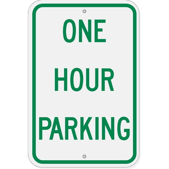 Traffic & Warehouse Signs - One Hour Parking Engineer Grade - Weather Approved Aluminum Street Sign, 0.04 Thickness - 10" X 7"