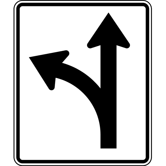 Traffic & Warehouse Signs - Option sign for Left turn or Straight - Weather Approved Aluminum Street Sign, 0.04 Thickness - 10" X 7"