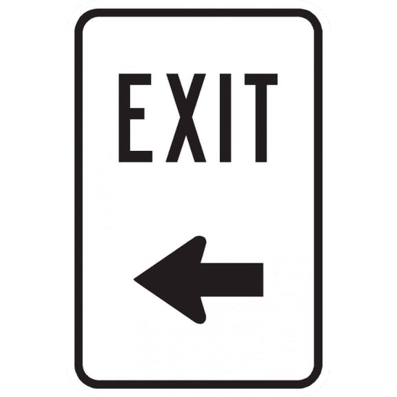 Traffic & Warehouse Signs - PS-20-Exit Sign (With Arrow Pointing Left) - Weather Approved Aluminum Street Sign, 0.04 Thickness - 10" X 7"