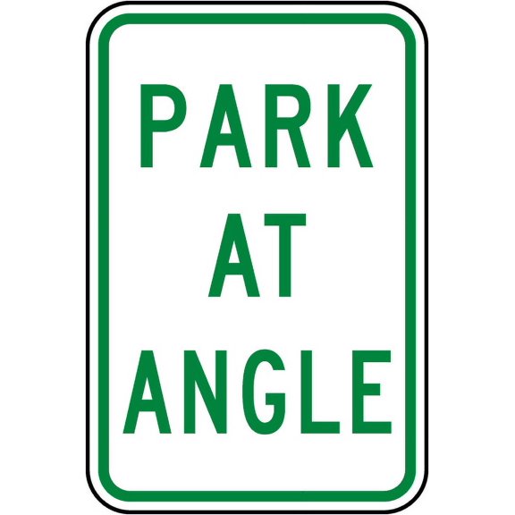 Traffic & Warehouse Signs - Park At Angle Sign - Weather Approved Aluminum Street Sign, 0.04 Thickness - 10" X 7"