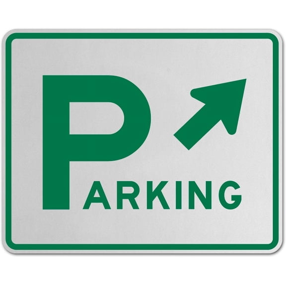 Traffic & Warehouse Signs - Parking Area Sign (Diagonal Arrow) - Weather Approved Aluminum Street Sign, 0.04 Thickness - 10" X 7"
