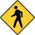 thumbnail image 1 of Traffic & Warehouse Signs - Pedestrian crossing (a fluorescent yellow-green background may be used with this sign) - Weather Approved Aluminum Street Sign, 0.04 Thickness - 18" X 24", 1 of 5