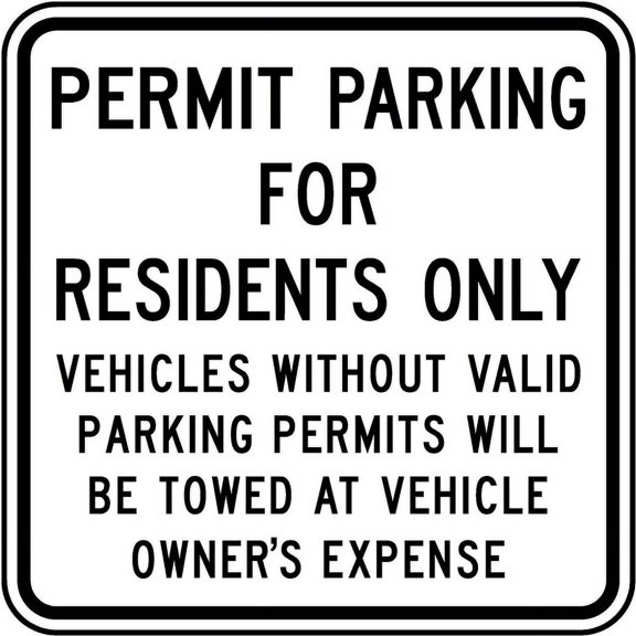Traffic & Warehouse Signs - Permit Parking For Residents Only Sign - Weather Approved Aluminum Street Sign, 0.04 Thickness - 10" X 7"