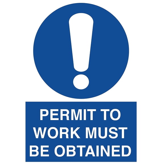 Traffic & Warehouse Signs - Permit to Work Must Be Obtained Sign T9 - Weather Approved Aluminum Street Sign, 0.04 Thickness - 12" X 8"