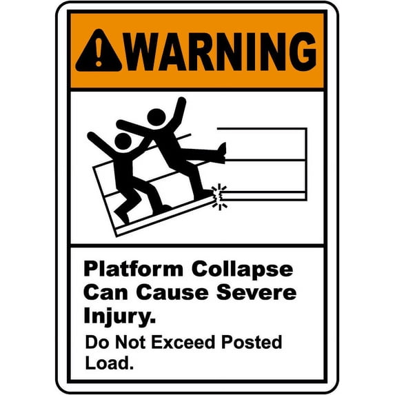Traffic & Warehouse Signs - Platform Collapse Can Injure Sign - Weather Approved Aluminum Street Sign, 0.04 Thickness - 24" X 36"