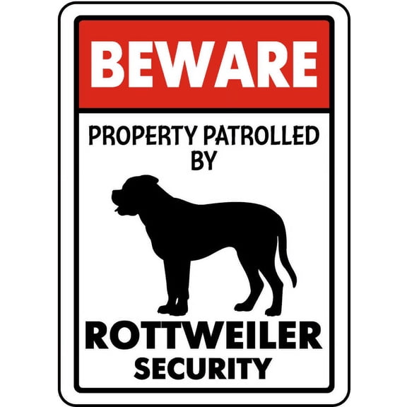 Traffic & Warehouse Signs - Property Patrolled By Rottweiler Security Sign - Weather Approved Aluminum Street Sign, 0.04 Thickness - 12" X 18"