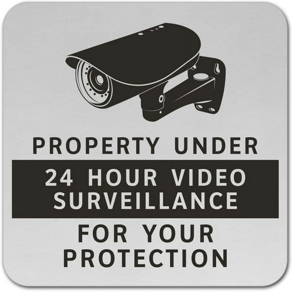 Traffic & Warehouse Signs - Property Under 24 Hour Surveillance Sign - Weather Approved Aluminum Street Sign, 0.04 Thickness - 24" X 36"