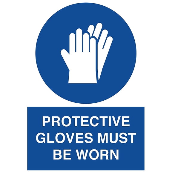 Traffic & Warehouse Signs - Protective Gloves Must Be Worn Sign - Weather Approved Aluminum Street Sign, 0.04 Thickness - 10" X 7"
