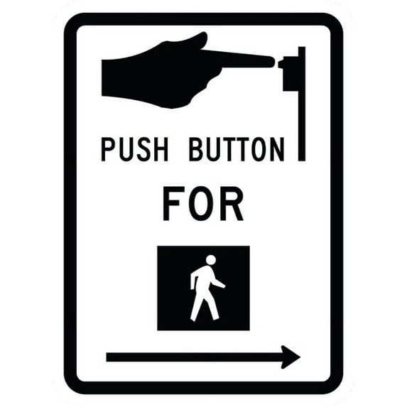 Traffic & Warehouse Signs - R10-3-Pedestrian Signs and Plaques - Weather Approved Aluminum Street Sign, 0.04 Thickness - 10" X 7"
