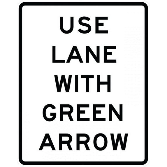 Traffic & Warehouse Signs - R10-8-Use Lane with Green Arrow Sign - Weather Approved Aluminum Street Sign, 0.04 Thickness - 24" X 36"