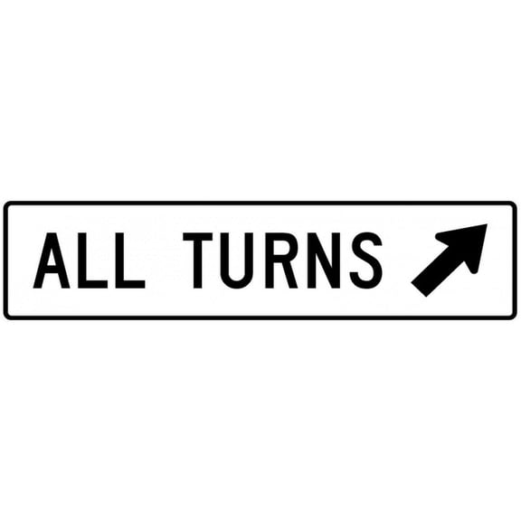 Traffic & Warehouse Signs - R3-24-All Turns (U Turn) with arrow Sign - Weather Approved Aluminum Street Sign, 0.04 Thickness - 10" X 7"