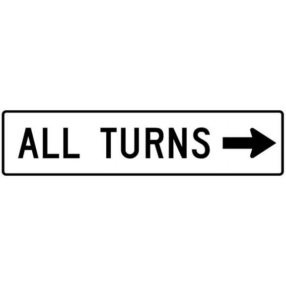 Traffic & Warehouse Signs - R3-25-All Turns (U Turn) with arrow Sign - Weather Approved Aluminum Street Sign, 0.04 Thickness - 10" X 7"