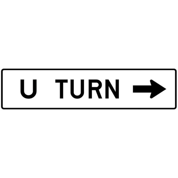 Traffic & Warehouse Signs - R3-25b-All Turns (U Turn) with arrow Sign - Weather Approved Aluminum Street Sign, 0.04 Thickness - 10" X 7"