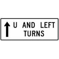 thumbnail image 1 of Traffic & Warehouse Signs - R3-26-U and Left Turns with arrow Sign - Weather Approved Aluminum Street Sign, 0.04 Thickness - 12" X 8", 1 of 5
