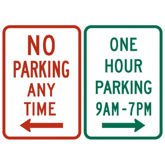 Traffic & Warehouse Signs - R7-200-No Parking Any Time/One Hour Parking (combined sign) - Weather Approved Aluminum Street Sign, 0.04 Thickness - 12" X 18"