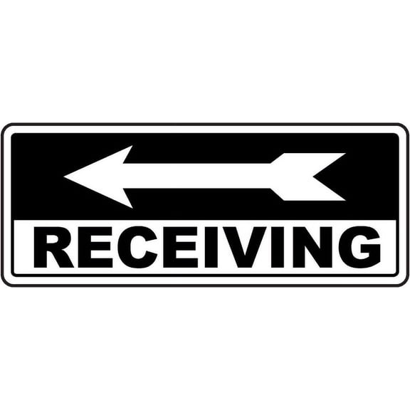 Traffic & Warehouse Signs - Receiving (Left Arrow) Sign - Weather Approved Aluminum Street Sign, 0.04 Thickness - 12" X 18"