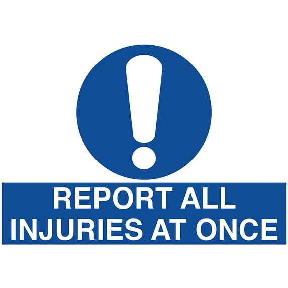 Traffic & Warehouse Signs - Report All Injuries Sign C2 - Weather Approved Aluminum Street Sign, 0.04 Thickness - 12" X 8"