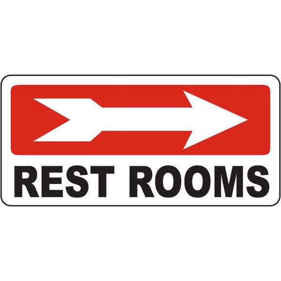 Traffic & Warehouse Signs - Rest Rooms (Right Arrow) Sign - Weather Approved Aluminum Street Sign, 0.04 Thickness - 12" X 18"