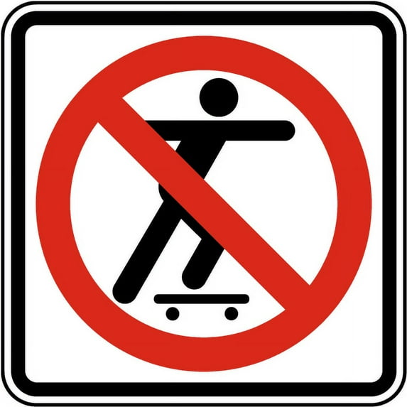 Traffic & Warehouse Signs - Skateboarding Prohibited Sign - Weather Approved Aluminum Street Sign, 0.04 Thickness - 24" X 36"