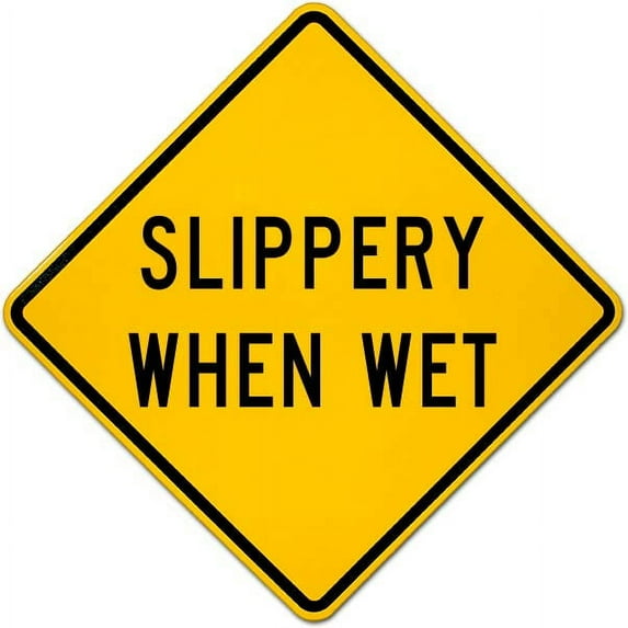 Traffic & Warehouse Signs - Slippery When Wet Sign - Weather Approved Aluminum Street Sign, 0.04 Thickness - 24" X 36"