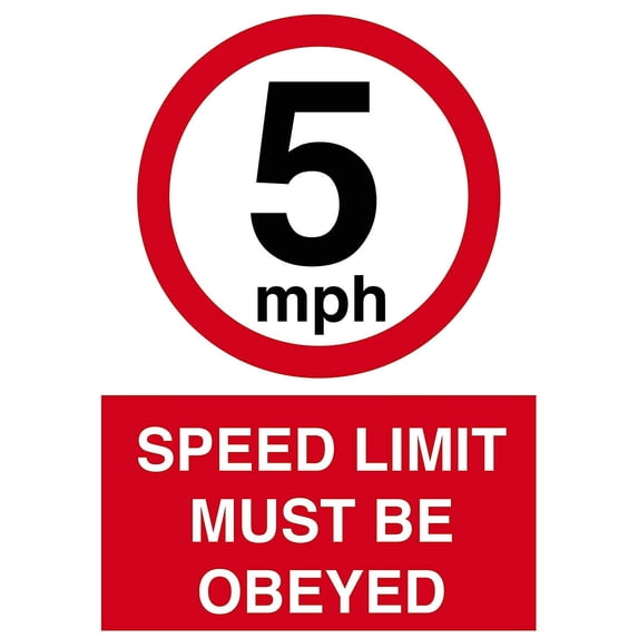 Traffic & Warehouse Signs - Speed Limit Must Be Obeyed 5Mph Sign - Weather Approved Aluminum Street Sign, 0.04 Thickness - 18" X 24"