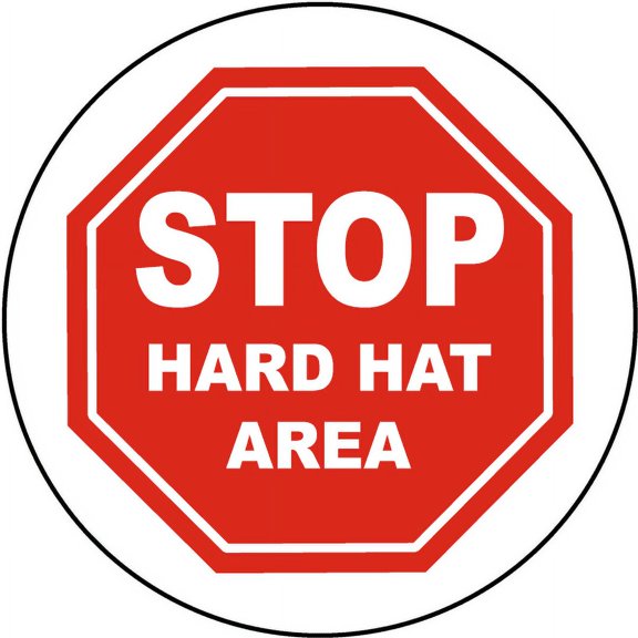 Traffic & Warehouse Signs - Stop Hard Hat Area Floor Sign - Weather Approved Aluminum Street Sign, 0.04 Thickness - 10" X 7"