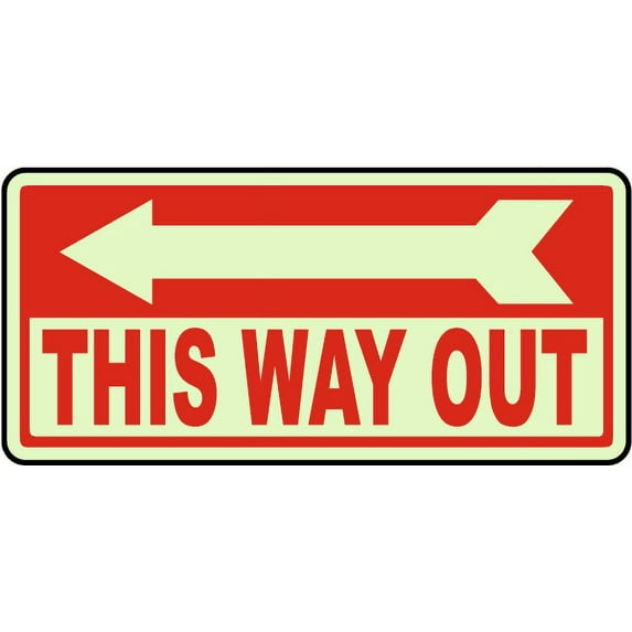 Traffic & Warehouse Signs - This Way Out (Left Arrow) Sign 2 - Weather Approved Aluminum Street Sign, 0.04 Thickness - 24" X 36"