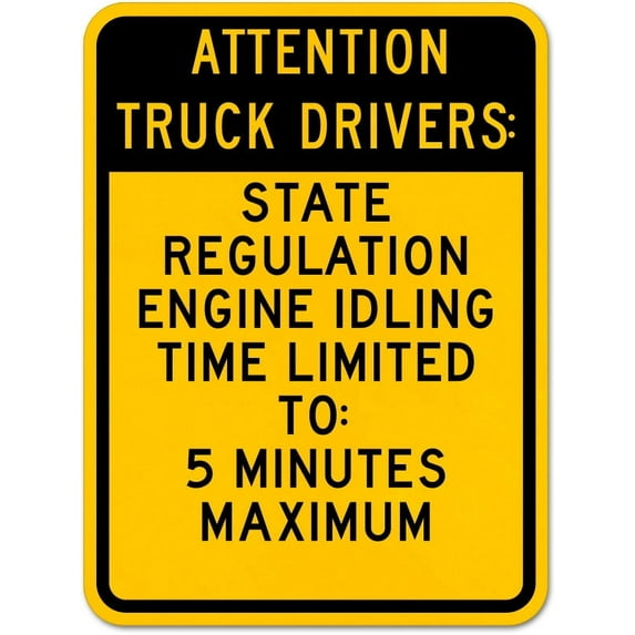 Traffic & Warehouse Signs - Truck Drivers Idle Time 5 Minutes Sign - Weather Approved Aluminum Street Sign, 0.04 Thickness - 10" X 7"