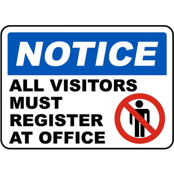 Traffic & Warehouse Signs - Visitors Register At Office Sign 1 - Weather Approved Aluminum Street Sign, 0.04 Thickness - 24" X 36"